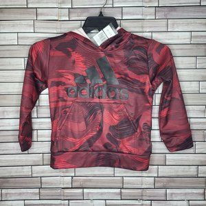 New Adidas Boys Hoodie Size 5 Burgundy Black Long Sleeve Pullover Sweater Jacket
